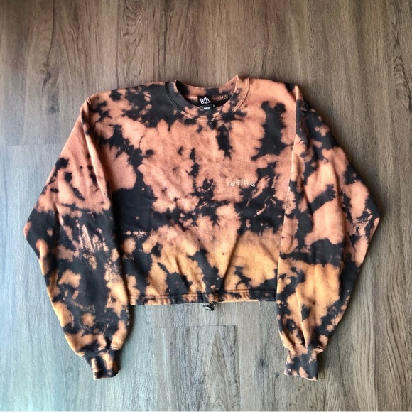BDG Urban Outfitters Acid Wash Bleach Cropped Crewneck Sweatshirt Size Small - Picture 1 of 7